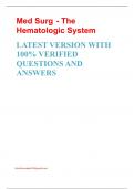 Med Surg - The Hematologic System  LATEST VERSION WITH 100% VERIFIED QUESTIONS AND ANSWERS