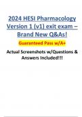 2024 HESI Pharmacology  Version 1 (v1) exit exam – Brand New Q&As! Guaranteed Pass w/A+ Actual Screenshots w/Questions &  Answers Included!!!