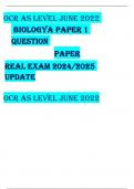 OCR AS LEVEL JUNE 2022 BIOLOGYA PAPER 1 QUESTION PAPER Real exam 2024/2025 update OCR AS LEVEL JUNE 2022