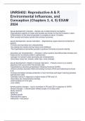 UNRS402: Reproductive A & P, Environmental Influences, and Conception (Chapters 3, 4, 5) EXAM 2024 