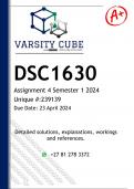 DSC1630 Assignment 4 (DETAILED ANSWERS) Semester 1 2024 - DISTINCTION GUARANTEED