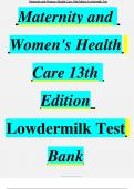 Test Bank for Maternity and Women’s Health Care, 13th Edition (Lowdermilk, 2024)| EVERYTHING YOU NEED TO PASS IS HERE!!!!
