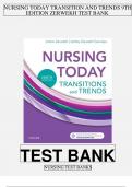 Test Bank for Nursing Today: Transition and Trends, 11th Edition (Zerwekh, 2023), Chapter 1-26| EVERYTHING YOU NEED TO PASS IS HERE !!!!