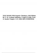 TEST BANK FOR Organic Chemistry 12th Edition By T. W. Graham Solomons, Craig B. Fryhle, Scott A. Snyder Chapter 1-25 | 2024-2025 (VERIFIED)