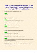 HESI A2 Anatomy and Physiology (4) Exam (Latest 2024 Update) Questions and Verified  Answers| 100% correct| Grade A 