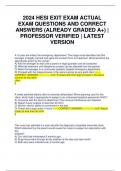 2024 HESI EXIT EXAM ACTUAL EXAM QUESTIONS AND CORRECT ANSWERS (ALREADY GRADED A+) | PROFESSOR VERIFIED | LATEST VERSION