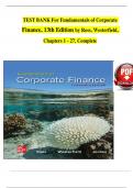 TEST BANK & Solutions Manual For Fundamentals of Corporate Finance, 13th Edition by Ross, Westerfield, All Verified Chapters Complete Newest Version