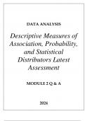 DATA ANALYSIS DESCRIPTIVE MEASURES OF ASSOCIATION,PROBABILITY,AND STATISTICAL DISTRIBUTORS LATEST ASSESSMENT MODULE 2 Q & A 2024