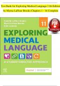 Exploring Medical Language 11th Edition TEST BANK by Myrna LaFleur Brooks, Verified Chapters 1 - 16, Complete Newest Version