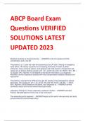 ABCP Board Exam Questions VERIFIED SOLUTIONS LATEST UPDATED 2023
