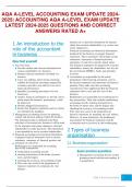 AQA A-LEVEL ACCOUNTING EXAM UPDATE 2024- 2025&vert; ACCOUNTING AQA A-LEVEL EXAM UPDATE  LATEST 2024-2025 QUESTIONS AND CORRECT  ANSWERS RATED A&plus;