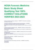 LATEST HOSA Forensic Medicine Basic Study Sheet Qualifying Test 100% CORRECT SOLUTIONS VERIFIED 2024