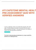 ATI CAPSTONE MENTAL HEALTH PRE-ASSESSMENT QUIZ WITH VERIFIED ANSWERS AND RATIONALES