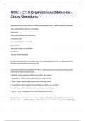 WGU - C715 Organizational Behavior - Essay Questions with correct answers