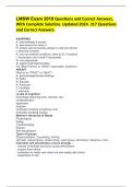 LMSW Exam 2019 Questions and Correct Answers&comma; With Complete Solution&period; Updated 2024&period; 317 Questions and Correct Answers&period;