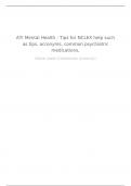 ATI Mental Health - Tips for NCLEX help such as tips, acronyms, common psychiatric medications,