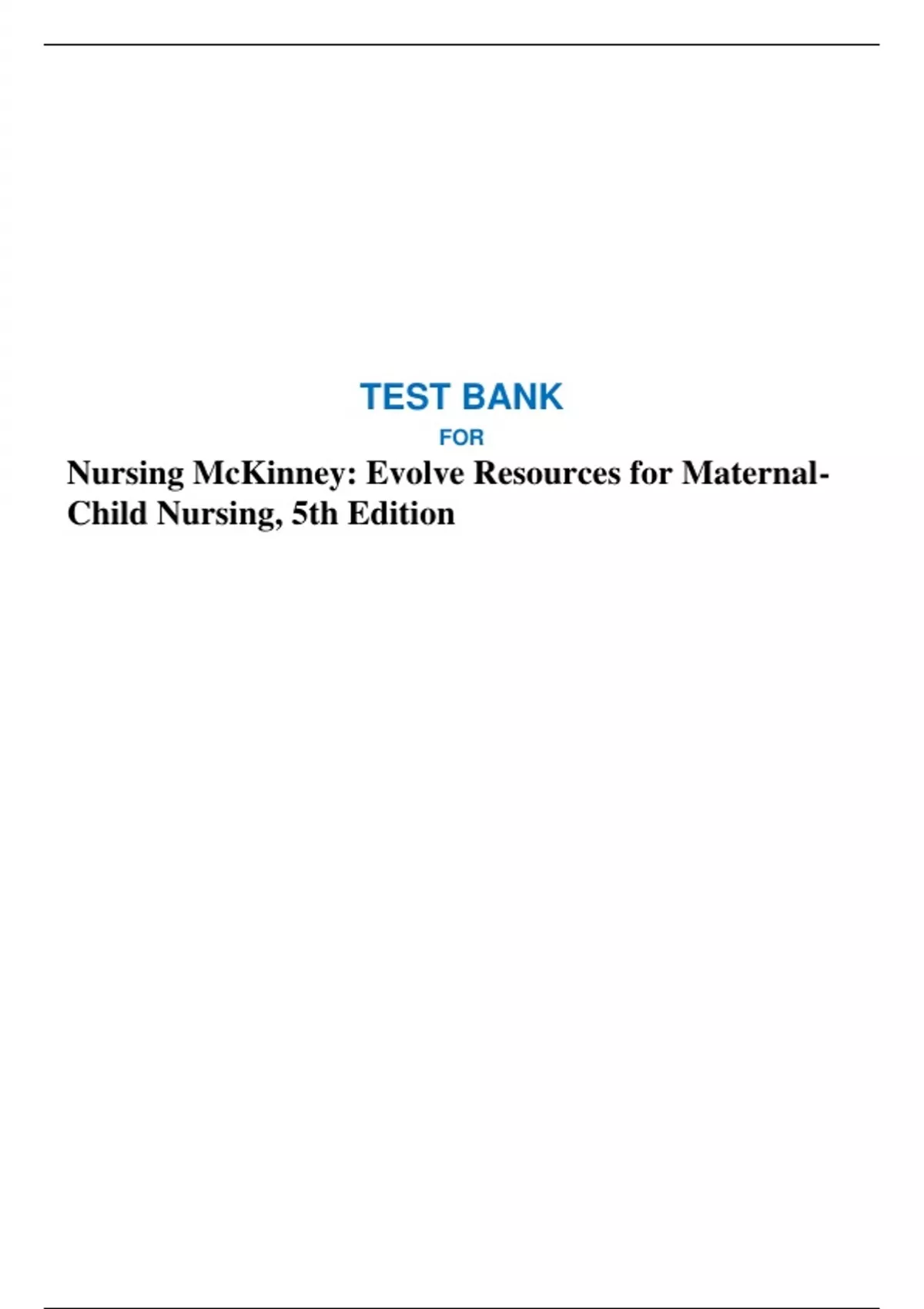 Nursing McKinney Evolve Resources for MaternalChild Nursing, 5th