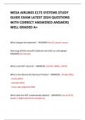 MESA AIRLINES E175 SYSTEMS STUDY GUIDE EXAM LATEST 2024 QUESTIONS WITH CORRECT ANSWERED ANSWERS WELL GRADED A+   