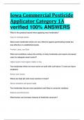 BEST ANSWERS Iowa Commercial Pesticide Applicator Category 1A verified 100&percnt; ANSWERS
