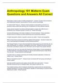 Anthropology 101 Midterm Exam Questions and Answers All Correct 