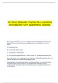   CE Shop Arkansas Practice Test questions and answers 100% guaranteed success.