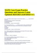 NATE Core Exam Practice Questions With Correct Answers Latest Updated 2024/2025 (VERIFIED)