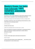 BEST REVIEW Mastery Exam&comma; Car Sales Test Colorado 100&percnt;  VERIFIED ANSWERS  2024&sol;2025
