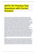 ANTH 101 Practice Test Questions with Correct Answers 