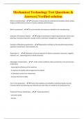 Mechanical Technology Test Questions &  Answers&vert; Verified solution