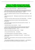 Improv Traffic School &lpar;AZ&rpar; Exam Questions with  Verified Solutions