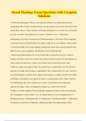 Moral Theology Exam Questions with Complete  Solutions