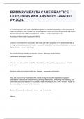 PRIMARY HEALTH CARE PRACTICE QUESTIONS AND ANSWERS GRADED A&plus; 2024&period;