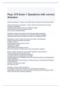 Psyc 375 Exam 1 Questions with correct Answers