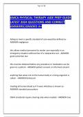 AMCA PHYSICAL THERAPY AIDE PREP GUIDE  LATEST 2024 QUESTIONS AND CORRECT ANSWERS&vert;GRADED A&plus;   
