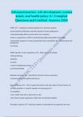 Advanced practice&comma; role development&comma; current  trends&comma; and health policy A&plus; Compiled  Questions and Certified Answers 2024