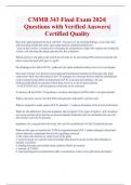 CMMB 343 Final Exam 2024|  Questions with Verified Answers|  Certified Quality 