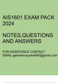 AIS1601 Latest Exam pack 2024 (Using internet as the reference tool ) Questions and answers.
