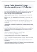 Improv Traffic School &lpar;AZ&rpar; Exam Questions and Answers 100&percnt; Correct