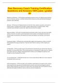 Peer Recovery Coach Training Certification Questions and Answers 100&percnt; pass &vert; graded A&plus;