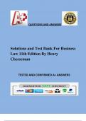 Solutions and Test Bank For Business Law 11th Edition By Henry Cheeseman