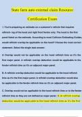 State farm auto external claim Resource Certification Exam Questions and Answers (2024 / 2025) (Verified Answers)