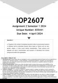 IOP2607 Assignment 2 &lpar;ANSWERS&rpar; Semester 1 2024 - DISTINCTION GUARANTEE