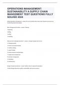 OPERATIONS MANAGEMENT: SUSTAINABILITY A SUPPLY CHAIN MANGEMENT TEST QUESTIONS FULLY SOLVED 2024