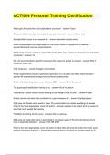 ACTION Personal Training Certification questions with complete solution 