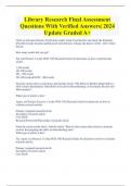 Library Research Final Assessment Questions With Verified Answers| 2024  Update Graded A+ 