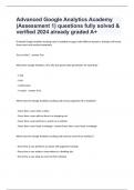 Advanced Google Analytics Academy (Assessment 1) questions fully solved & verified 2024 already graded A+