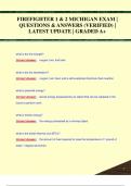 FIREFIGHTER 1 & 2 MICHIGAN EXAM &vert;  QUESTIONS & ANSWERS &lpar;VERIFIED&rpar; &vert;  LATEST UPDATE &vert; GRADED A&plus;