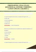 FIREFIGHTER 1 FINAL EXAM &vert;  QUESTIONS & ANSWERS &lpar;VERIFIED&rpar; &vert;  LATEST UPDATE &vert; GRADED A&plus;