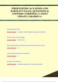 FIREFIGHTER I & II JONES AND  BARTLETT EXAM &vert; QUESTIONS &  ANSWERS &lpar;VERIFIED&rpar; &vert; LATEST  UPDATE &vert; GRADED A&plus;