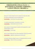 FIREFIGHTER 2 FINAL EXAM 2 &vert;  QUESTIONS & ANSWERS &lpar;VERIFIED&rpar; &vert;  LATEST UPDATE &vert; GRADED A&plus;